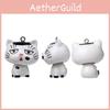 Cat Resin Figurine Keychain With Cartoon Style For Gift Giving And Collection