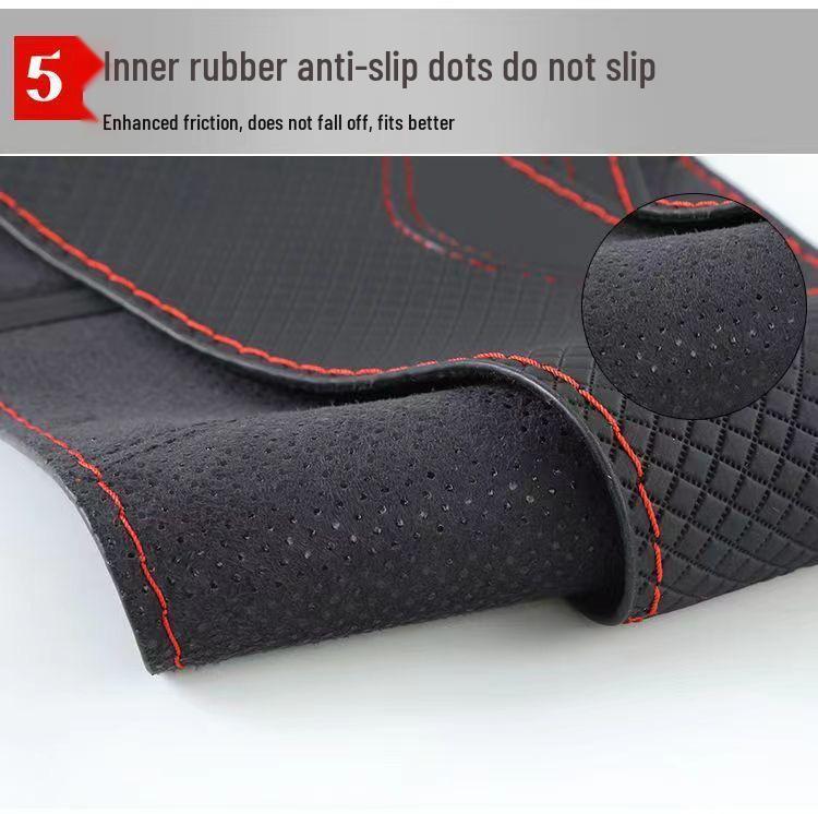 Hand-Stitched Genuine Leather 3D Embossed Universal Steering Wheel Cover - Wear-Resistant, Non-Slip, All-Season Microfiber.