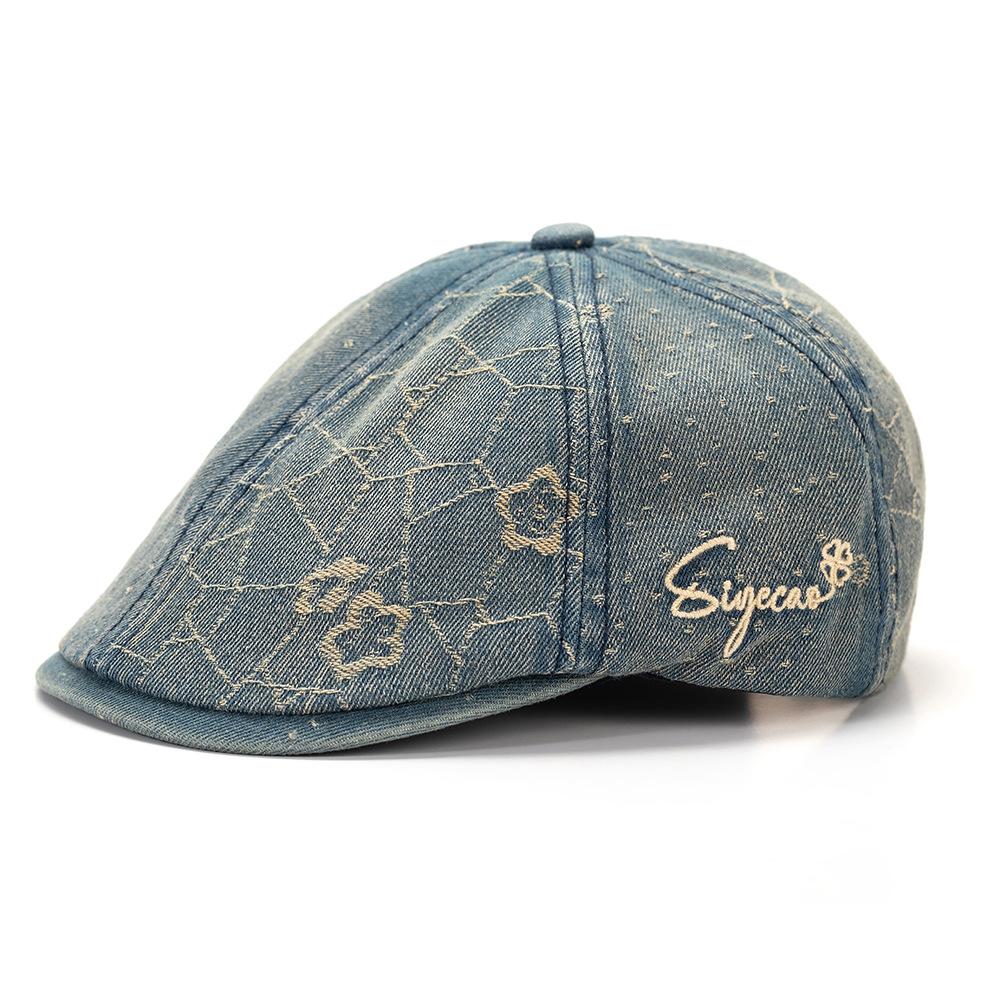 Vintage Denim Forward Hat Women's Summer Sunshade Cap Newsboy Hat