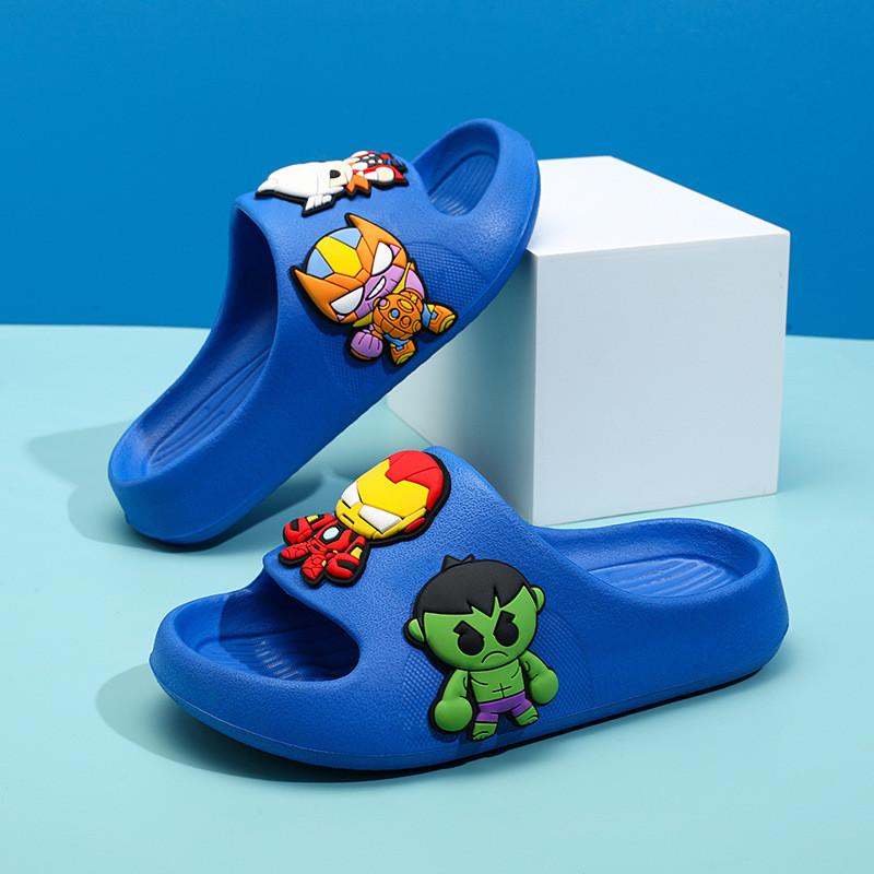 Comfortable Boys Summer Slippers For Kids With Cartoon Superhero Design In Multiple Colors And Sizes