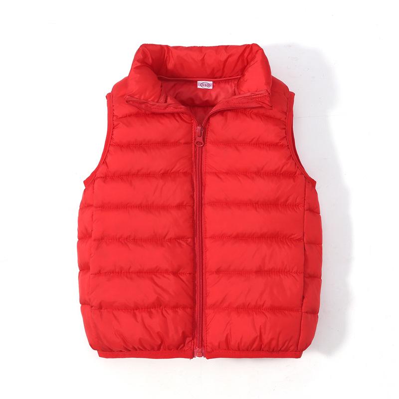 Children's Korean Style Lightweight Down Cotton Vest, 2025 Autumn/Winter Stand-up Collar Warm Gilet for Boys and Girls