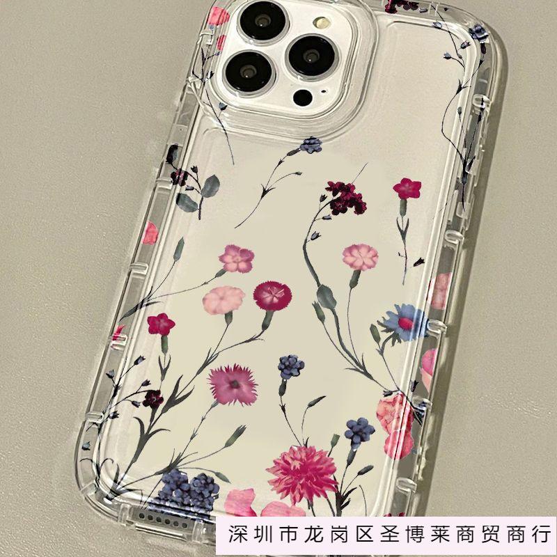 Wildflower branches are suitable for airbags iPhone16promax mobile phone case 15/14 Apple 13/12 factory 11 transparent