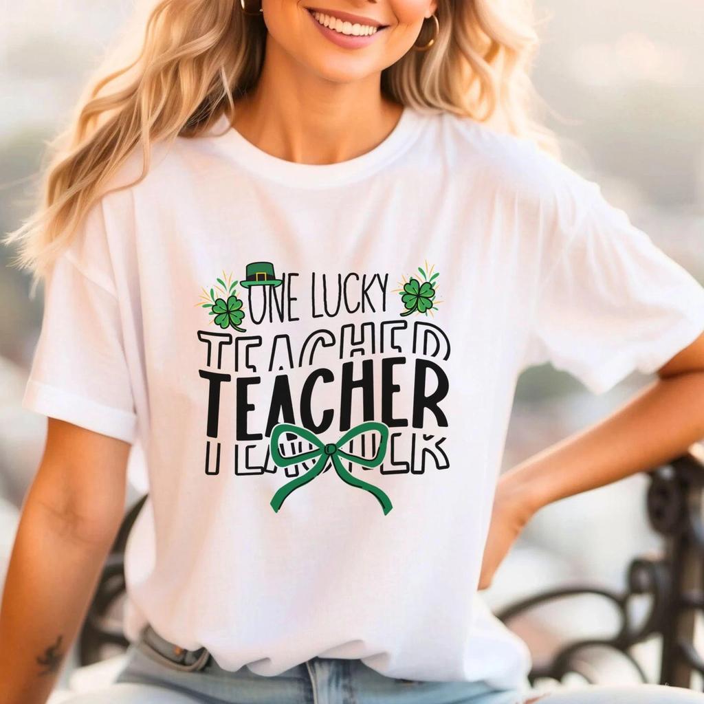 One Lucky Teacher Shamrock Irish St Patricks Day Gift T-Shirt