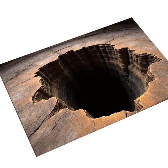 3D Dírkový koberec Realistická bezedná jáma Podložka na podlahu Zábavný koberec s optickou iluzí s protiskluzovou podložkou pro vstupní prostor obývací pokoj koupelnu