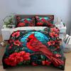 Vibrant Red Bird Stained Glass Decor Exquisite Three-Piece Bedding Set Gift For Kids And Adults