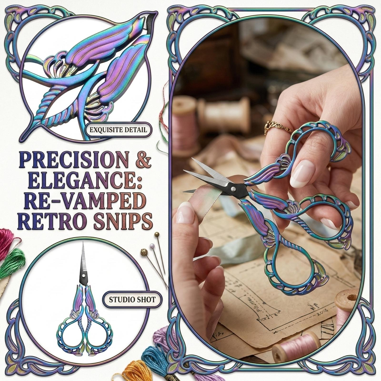 Stainless Steel Household Retro Exquisite Pointed Small Scissors One Size
