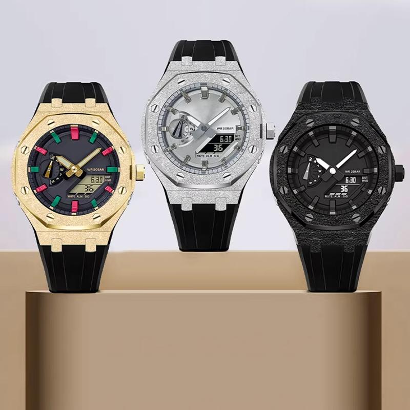 Voor Casio G-SHOCK Farm Oak GA2100/GA2110 Roestvrij Staal 316L Frost Goud Band Set GA-2100 GA-B2100 Metalen Kast Band Armband