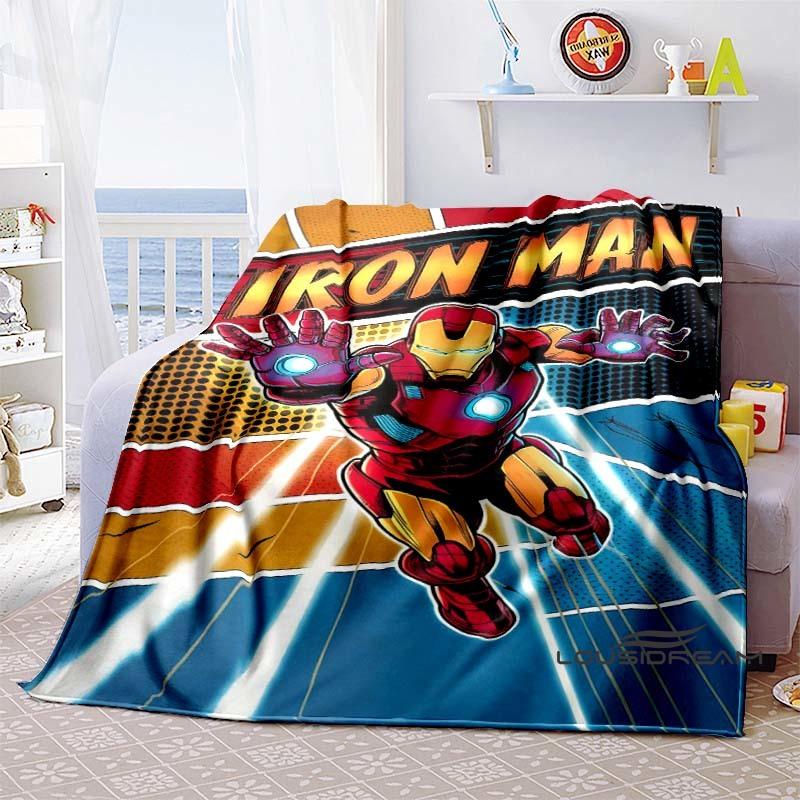 Iron Man Cartoon Comic Funny Expression Blanket, Warm Flannel Sofa Blanket, Home, Bedroom, Travel.