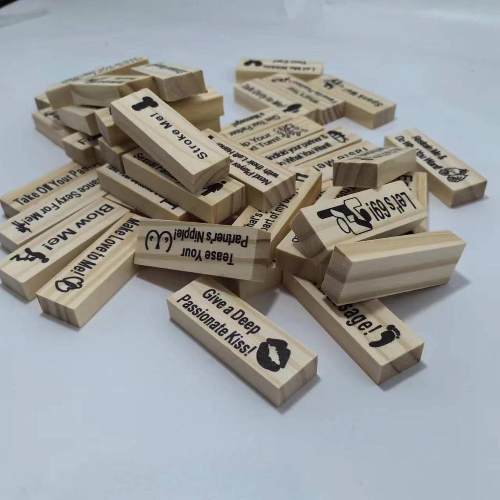 48Pcs Sex Block Game For Adults Sex Toys Valentine Tumbling Tower Stacking Games Wooden Block For Couples Erotica Party SM Block