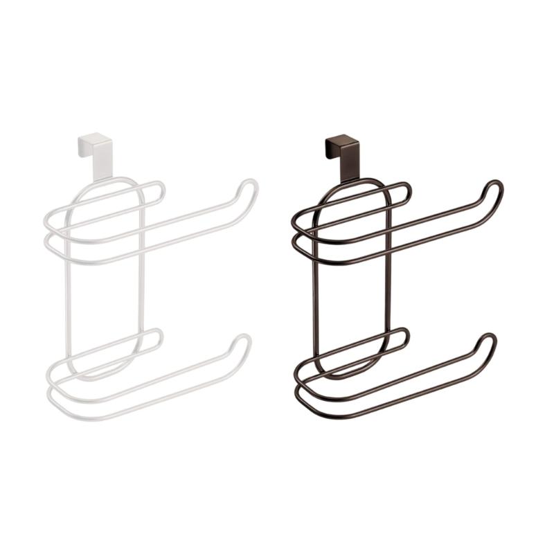 Easy to Install Double Layer Towel and Toilet Paper Rack Hanging Tissue Roll Dispenser Bathroom Organization Tool