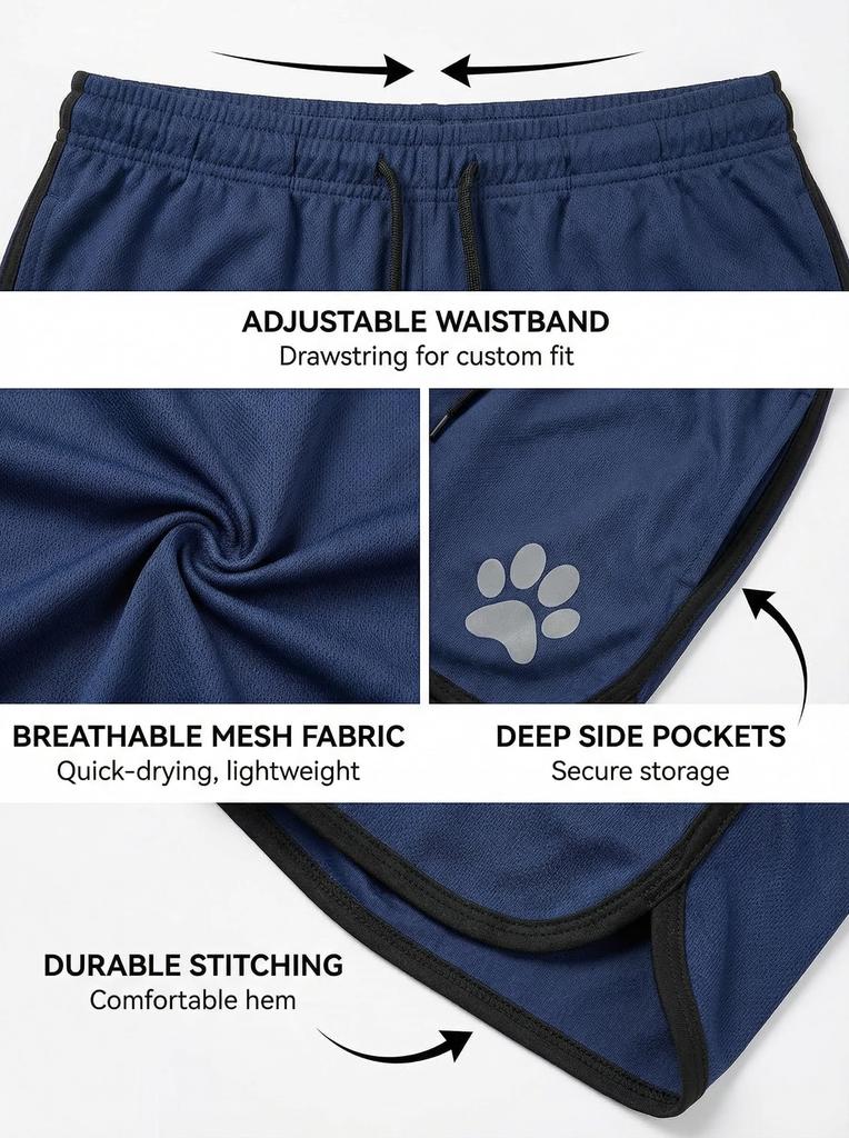 Men's Breathable Mesh Running Shorts with Dog Paw Print, Stretch Athletic Gym Workout Shorts