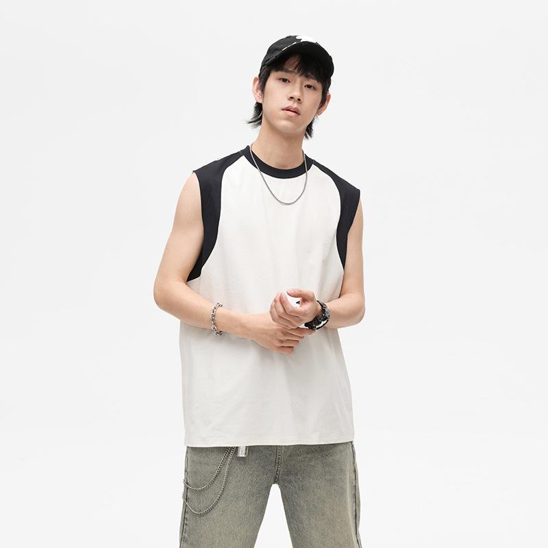Men's Sleeveless Round-Neck T-Shirt Men's Casual Loose-Fit Tank Top Men's Top