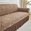 1 Stück Dehnbarer Sofabezug Jacquardmuster Sofabezüge mit Rock Einfarbige Staubdichte Rutschfeste Sofaschutzhülle für das Wohnzimmer