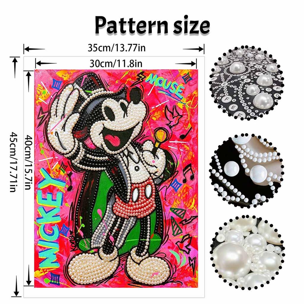 Disney Mickey Mouse Pearl Painting Handmade Diy Pearl Art Painting Vibrant Pop Art Simple Living Room Hanging Painting Decoration