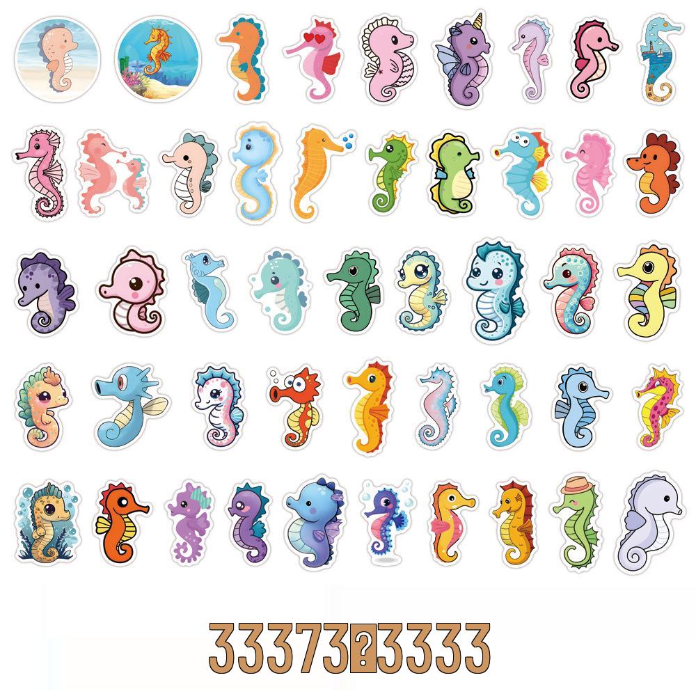 

55 Милых наклеек с морскими животными: Мультяшные морские коньки для чемоданов, бутылок для воды, автомобилей 5~8 cm