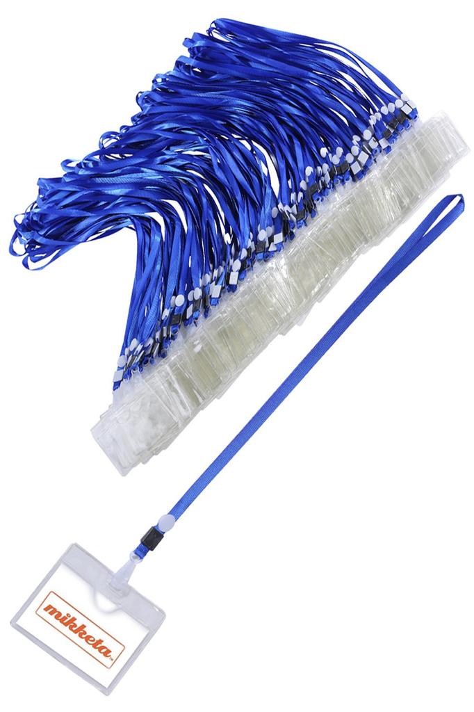 Reliable Japanese Brand Mikketa Name Tag Holders, Name Tag Cases, Card Holders, Hanging Name Tags, Neck Straps, Blue, 100 Count [5 Colors Available]
