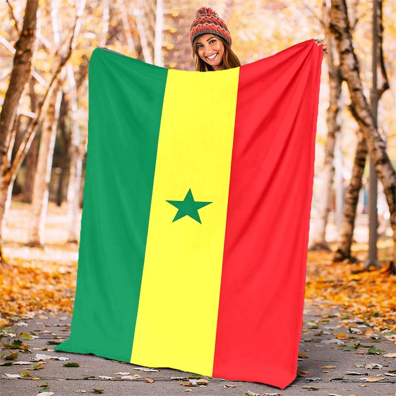 Senegal Flannel Blanket Soft All-Season Throw, Design for Camping, Car Travel, Hiking Sofa, Bed, Office Perfect Gift for Parties