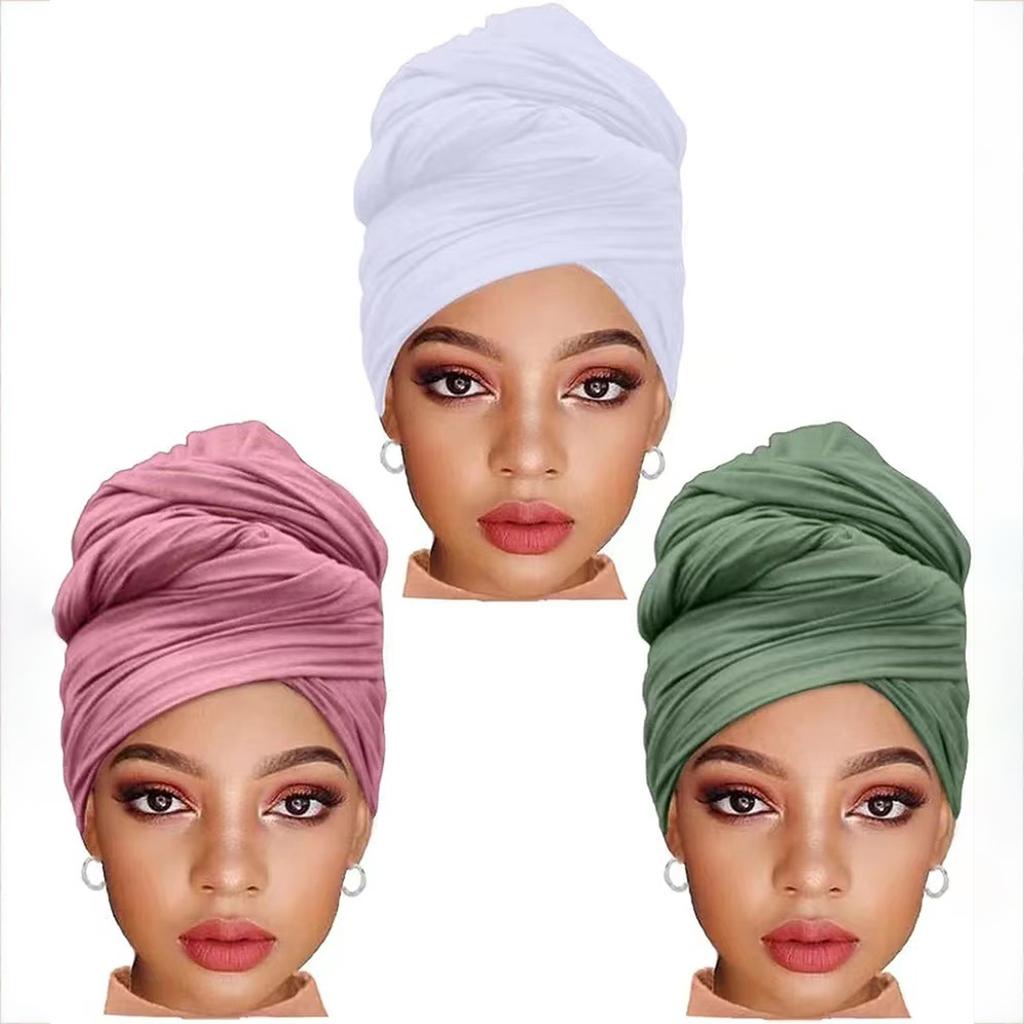 3Pcs Cotton Jersey Hijab Stretch Scarf Women Muslim Shawl Big Size Long Muffler Fashion Ramadan Headband Turban 180*80Cm