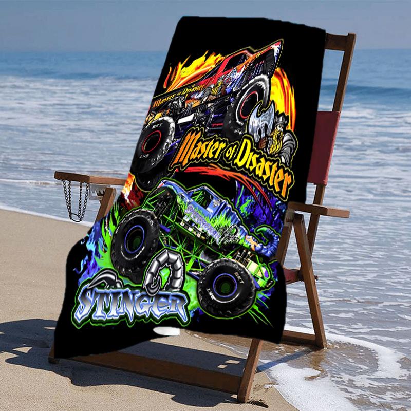 Beweis Strandtuch mit einem Monster Jam Muster - weich, saugfähig, schnelltrocknend, maschinenwaschbar - perfekt zum Schwimmen, Camping, Baden