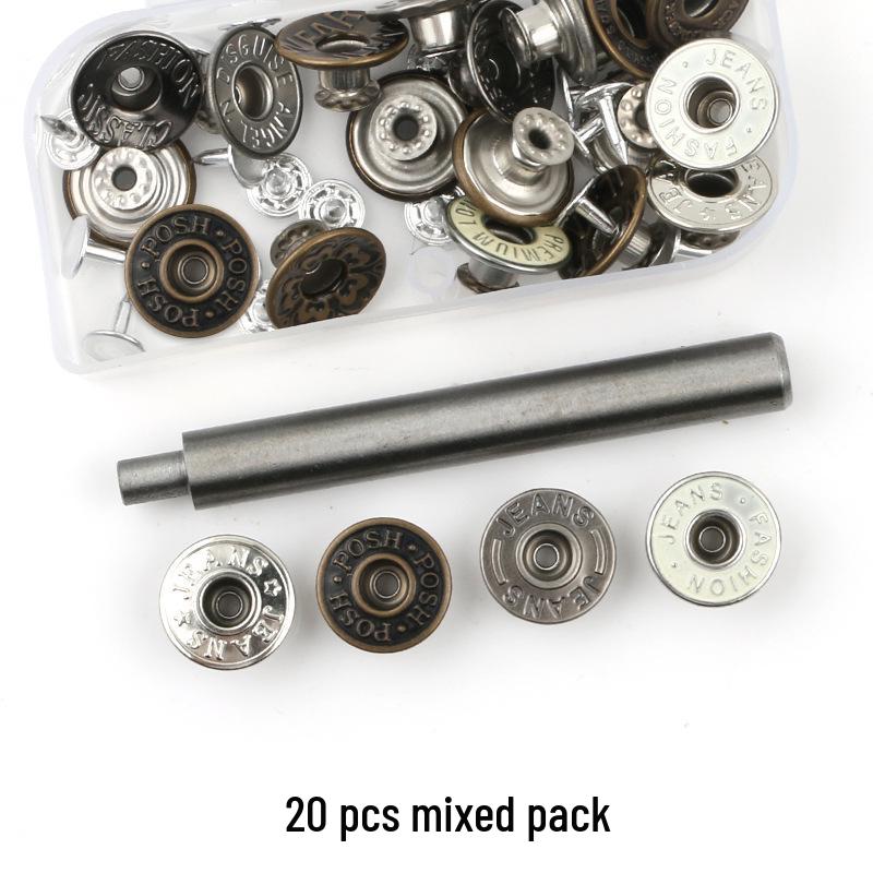 Metal Tack Buttons for Denim Jackets, Overalls, and Clothing - Men's, Women's, and Children's Apparel.