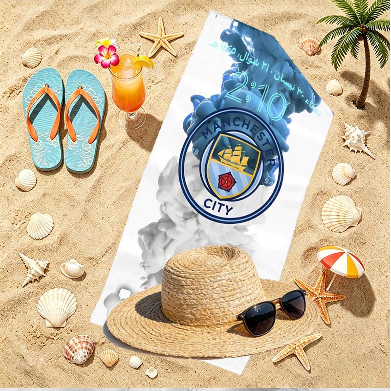 Manchester City FC Print Beach Towel, Versatile Lightweight Absorbent Beach Towel for Pool Surf Yoga Bathroom, Perfect Birthday Holiday Gift