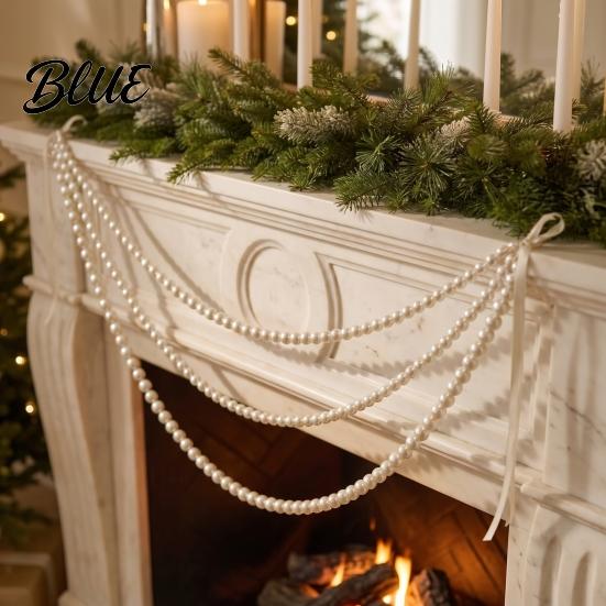Classy Indoor Decorative Garlands Christmas Faux Pearl Garland, Multi-Strand Beaded Swag Hanging Banner, Chain Crystal Bead Strands for Holiday Mantel