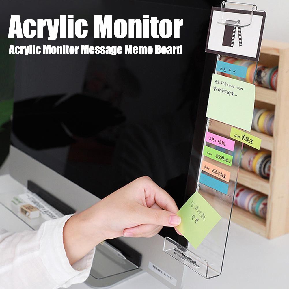 Creative Acrylic Monitor Message Memo Board For Sticky Note Transparent Name Card Phone Holder Desktop Plastic Holder Stationery
