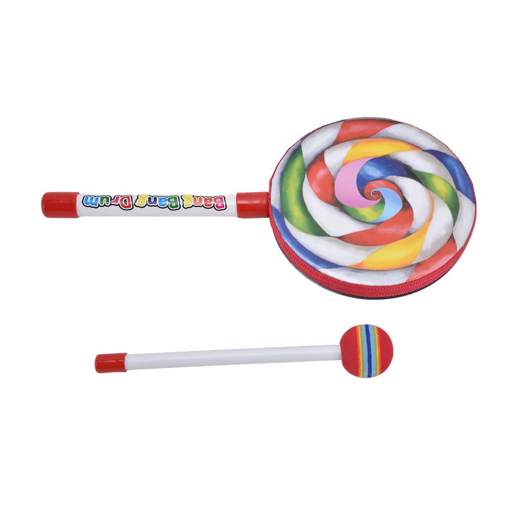 Hand Drum Wooden Frame Cartoon Shape Cute Appearance Crisp Sweet Small Volume Kids DrumLolly