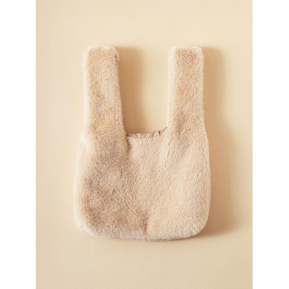 Daiso Bordle Fourrure Cabas Carré Marron