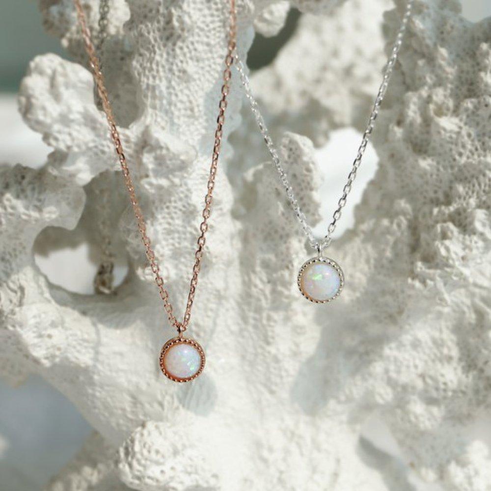 Opal Pendant Silver Necklace
