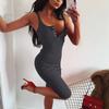 Fashion Women's Sling U-Neck Color Knitted Sleeveless Midi Dress