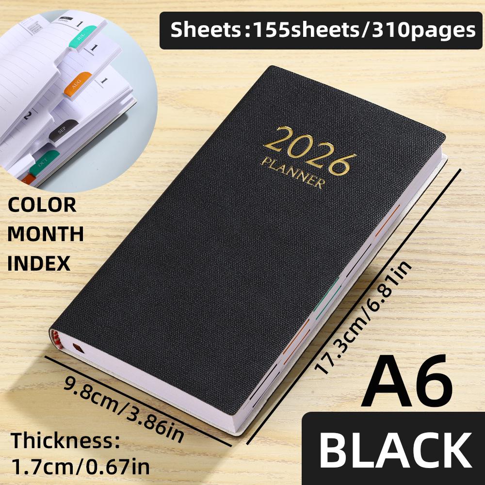 In Stock: 2026 A6 English Planner - Colorful Monthly Index & Year Calendar Diary Book.