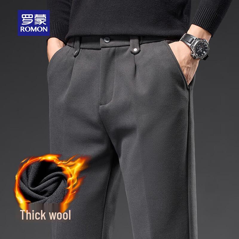 ROMON Men's Autumn/Winter Wool Blend Casual Dress Pants