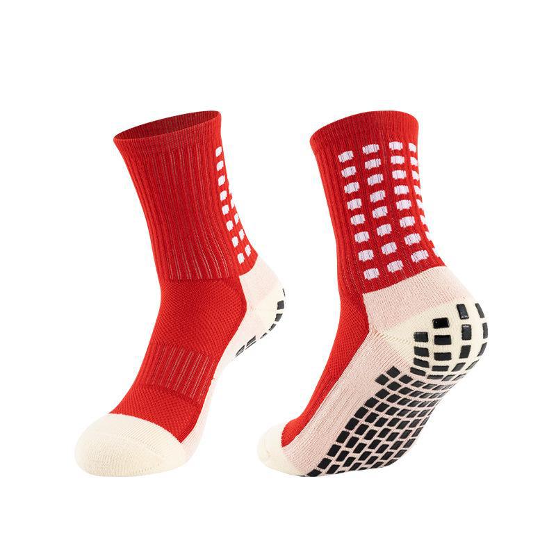 Unisex Mid-Tube Non-Slip Quick-Dry Football Socks - Breathable, Sweat-Absorbing, Thick Towel Design for Students and Adults.