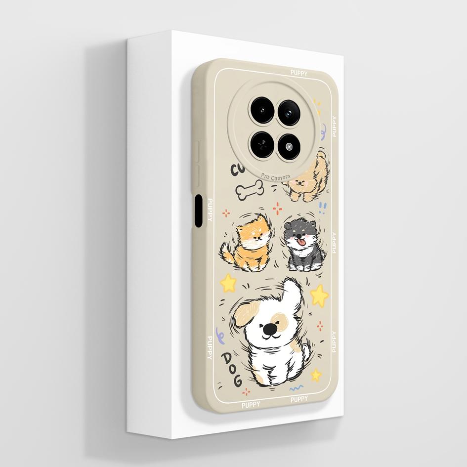 Matte Hülle für OPPO Realme 12 11 Pro Plus 12Lite 12X 11X Hülle Niedliche Mode Welpe Handy Tasche Weiches Flüssigsilikon Stoßfester Bumper für OPPO Hülle Capa