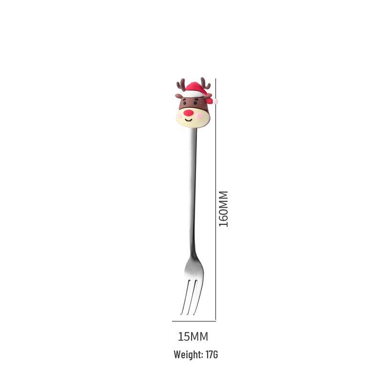 Christmas Stainless Steel Spoon & Fork Gift Set - Creative High-Value Dessert & Stirring Utensils