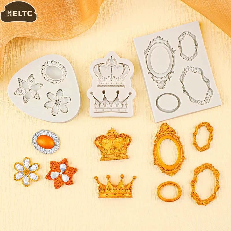 Silicone Photo Frame Mirror Jewelry Crown Silicone Mold Resin Tools Sugarcraft Cupcake Baking Mold Fondant Cake Decorating Tools