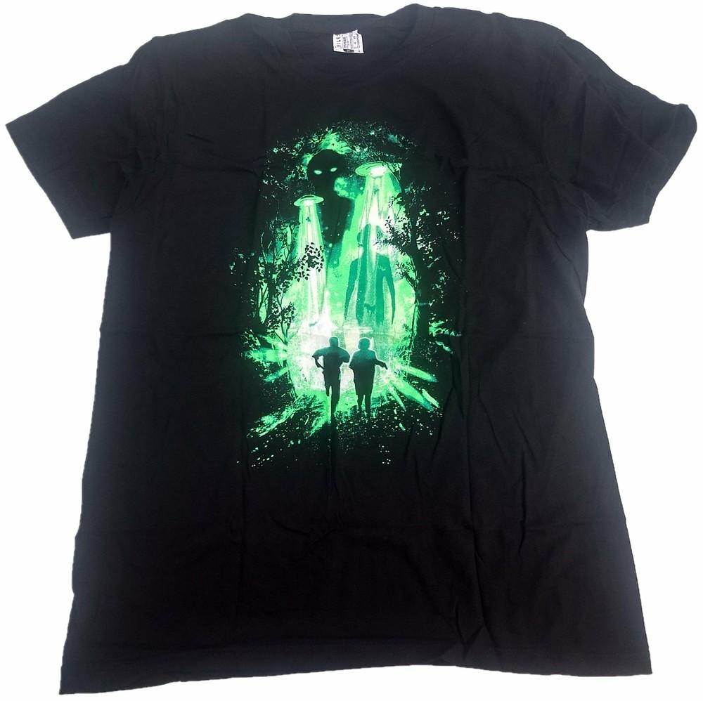 The X-Files Fox Mulder Dana Scully Aliens Space Ship Beam Mens T-Shirt (Black) Unisex T-Shirt S