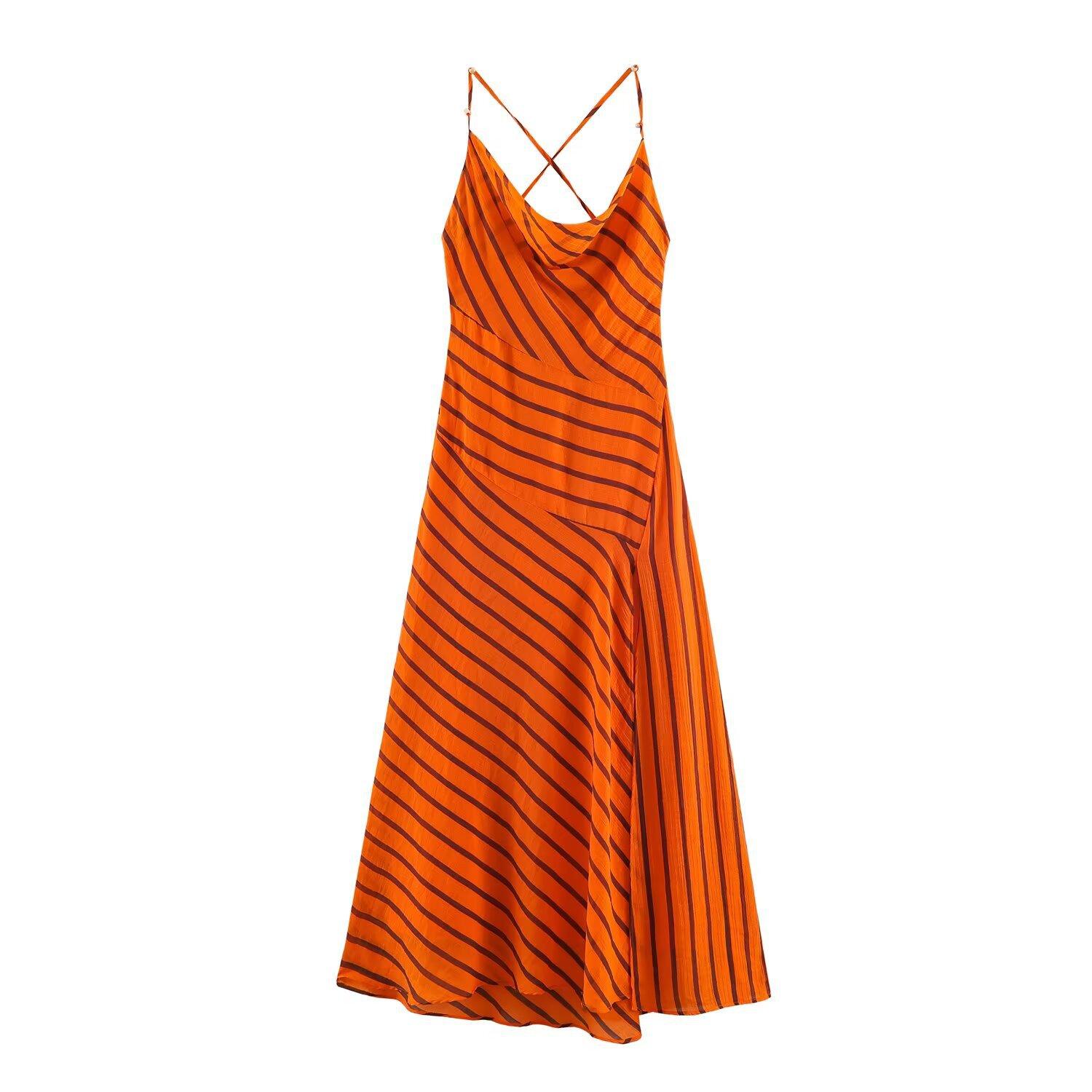 Summer European and American women`s striped