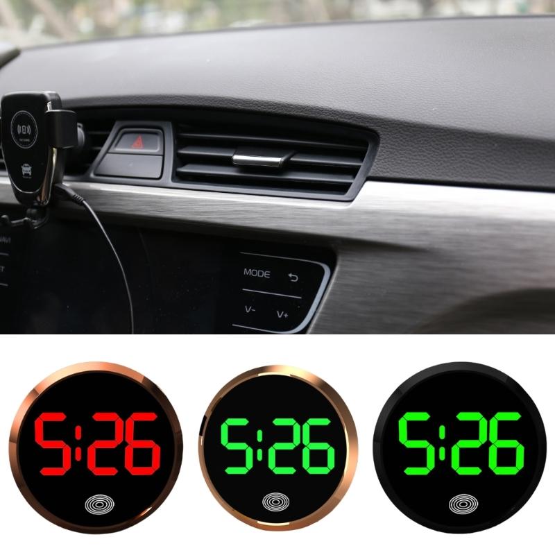 Deska Rozdzielcza Samochodu Mini Zegar Samochodowy Okrągły Design z Podświetleniem Cyfrowy Wyświetlacz Z Obsługą Dotykową Do Kratki Powietrza Samochodowego