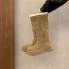 Women's Fur Integrated Thick Bottom Heightening Winter Lightweight Padded Warm Snow Boots Non-slip Wear Casual Sports Long Cotton Boots
