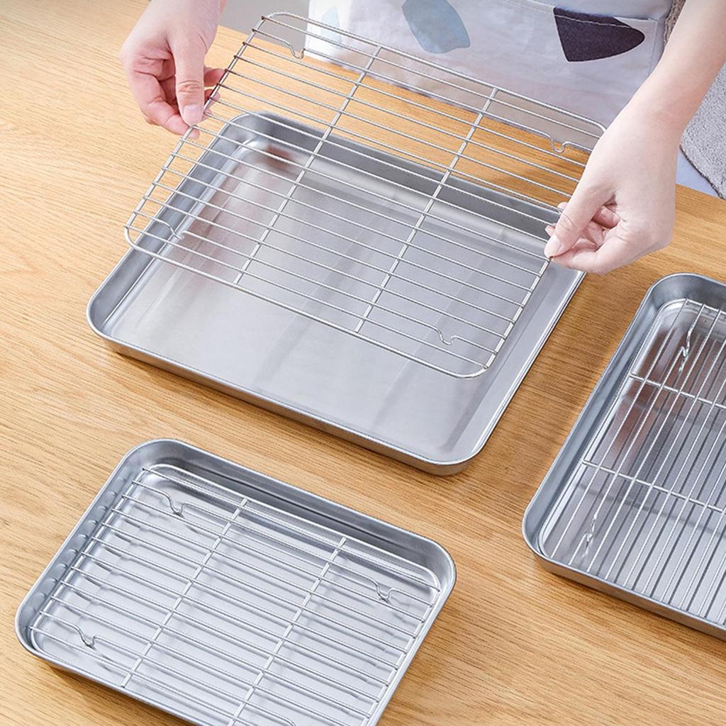 Pan Cookie with Wire Rack Heavy Duty Bakeware Bread Pans Cooling Oven Tray for Hotels