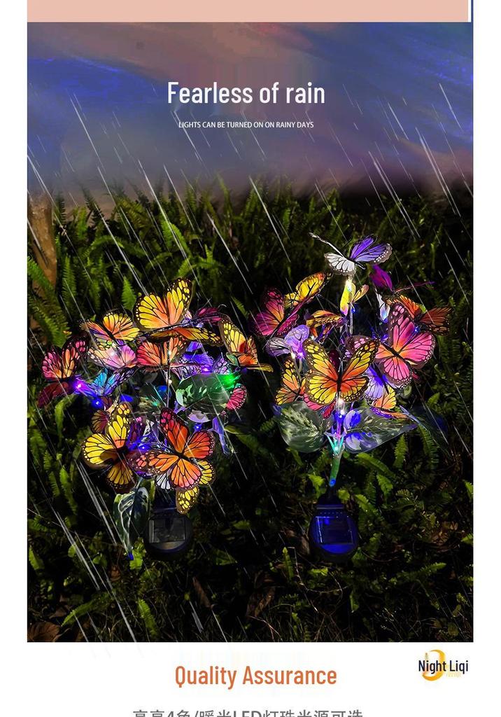 Solar LED Butterfly Flower Lantern: Outdoor Waterproof Ground Light for Courtyard and Square Decoration