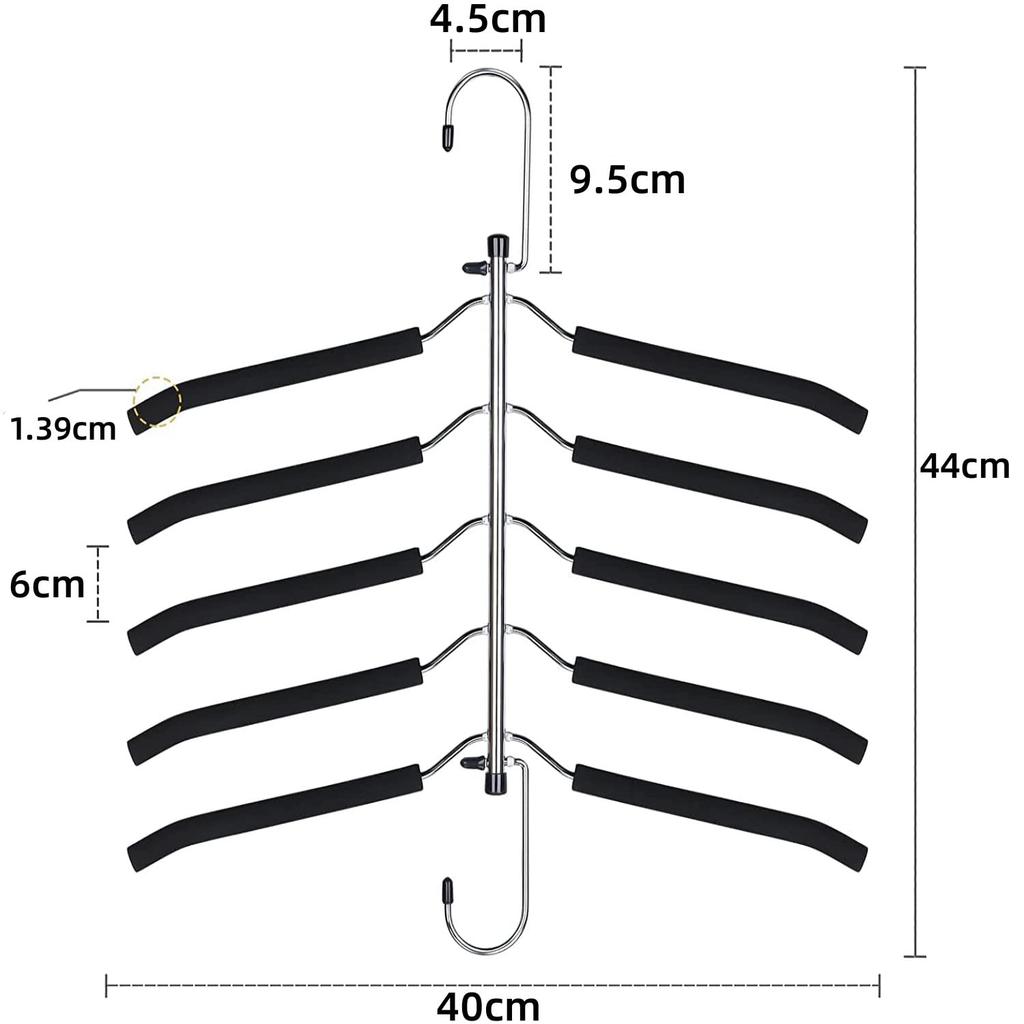 DOIOWN Hangers Prevents clothes from losing their stainless no marks rotating tie for closets and 40cm - shape, non-slip, steel, left, 360° hook,