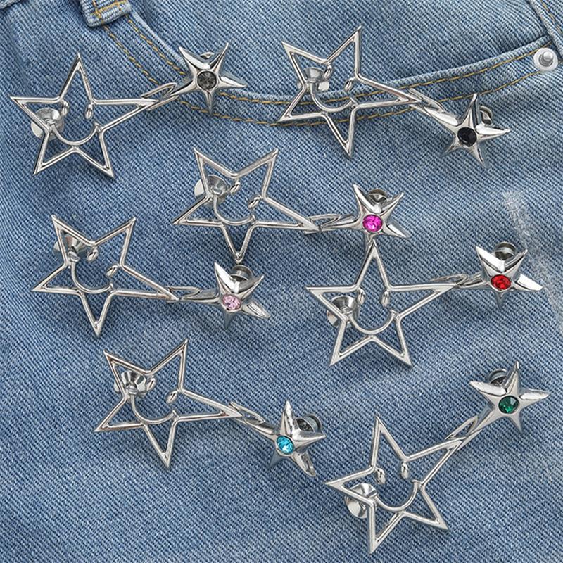 Fashion Star Waist Buckle Adjustable Detachable Pants Clips Waist Tightener For Girls Nail-free Jeans Metal Button Snaps