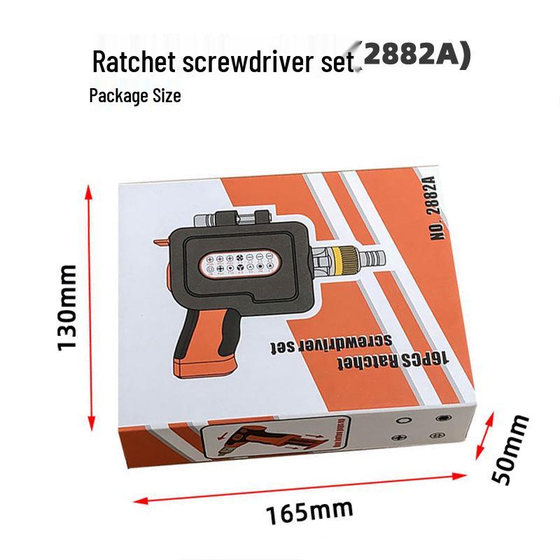 Multi-Function Ratchet Screwdriver Set: Adjustable Gun-Shaped Handle with Chrome Vanadium Steel Bits for Household Repair.