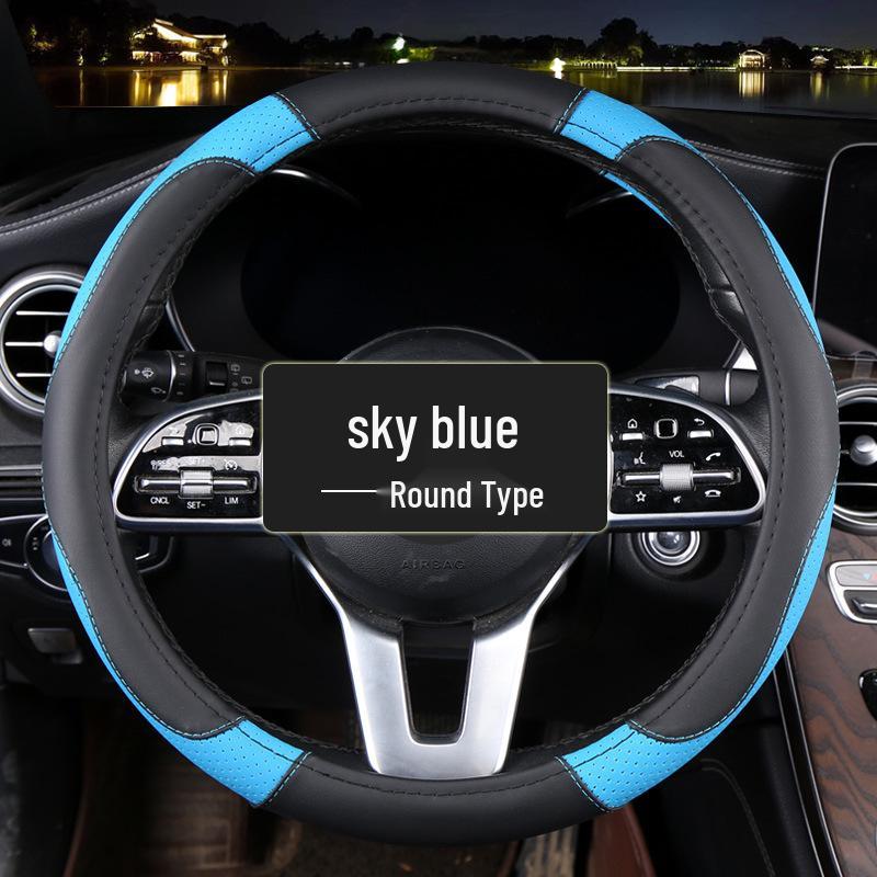 Women's Universal Cartoon Steering Wheel Cover - Four Seasons Carbon Fiber Texture