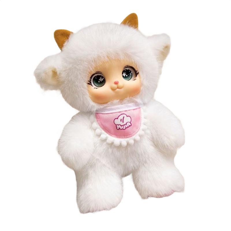 Cute Sheep Vinyl Plush Toy Kawaii Fluffy Stuffed Bear Rabbit Doll Lovely High Quality Material PVC Keychain Birthday Gift Xmas
