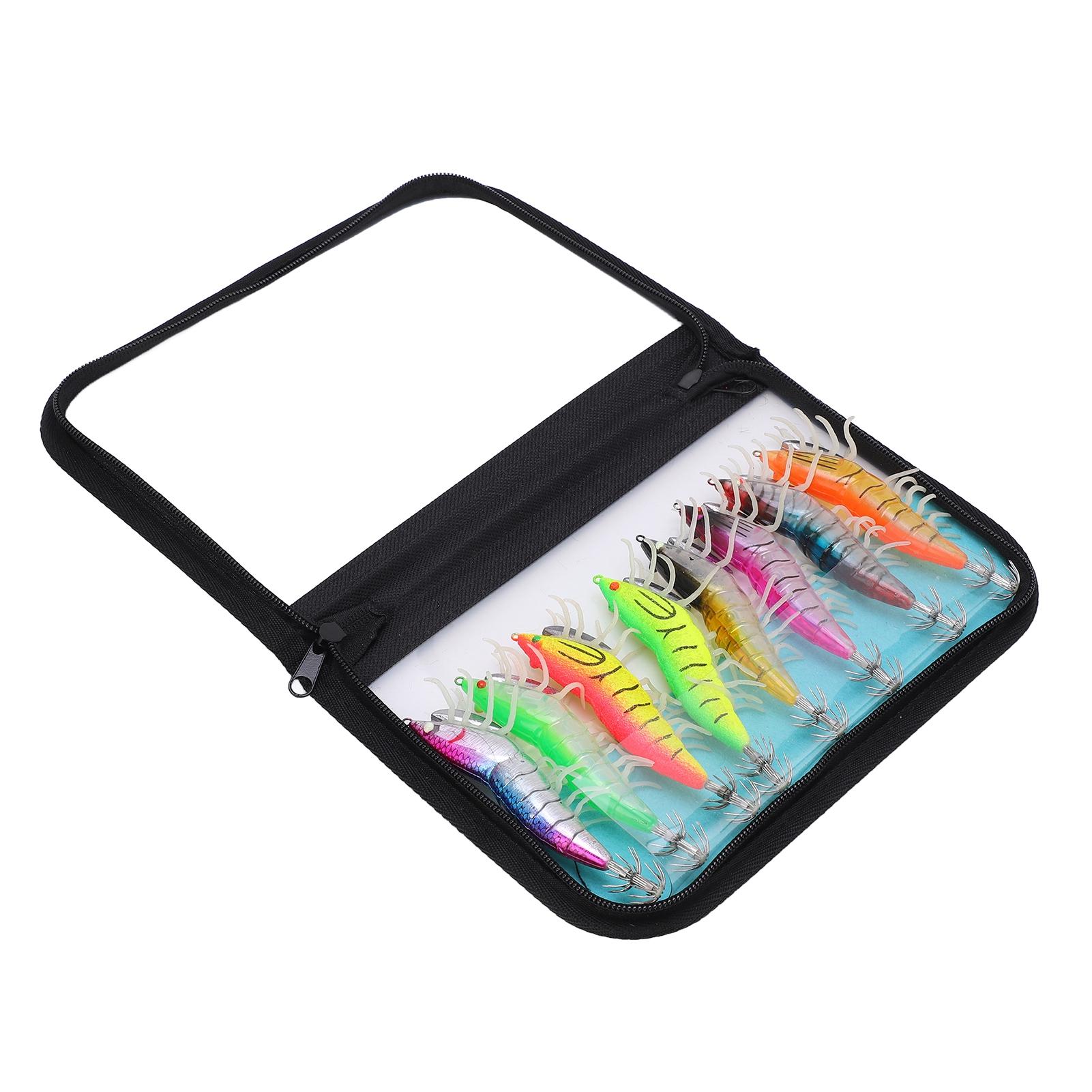 

8PCS Fake Wood Shrimp Bait Fishing Wobbler Squid Jig Artificial Lures with Luminous Hook