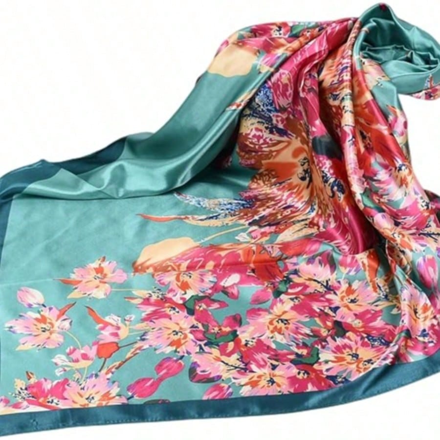 1 Stück Minimalistisches Bedrucktes Satin-Quadratuch, Neue Frühjahrs-Mode-Kopftuch für Damen, Kann als Taillengürtel, Taschendekoration verwendet werden,